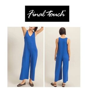 🆕Final Touch Stone Blue Jumpsuit with Wide-Leg Design M🆕